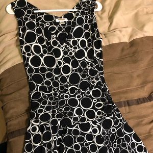 Fit and flare black and white dress